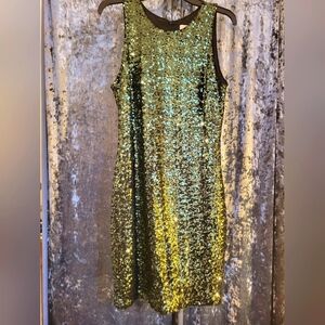 Badgley Mischka green sequin dress